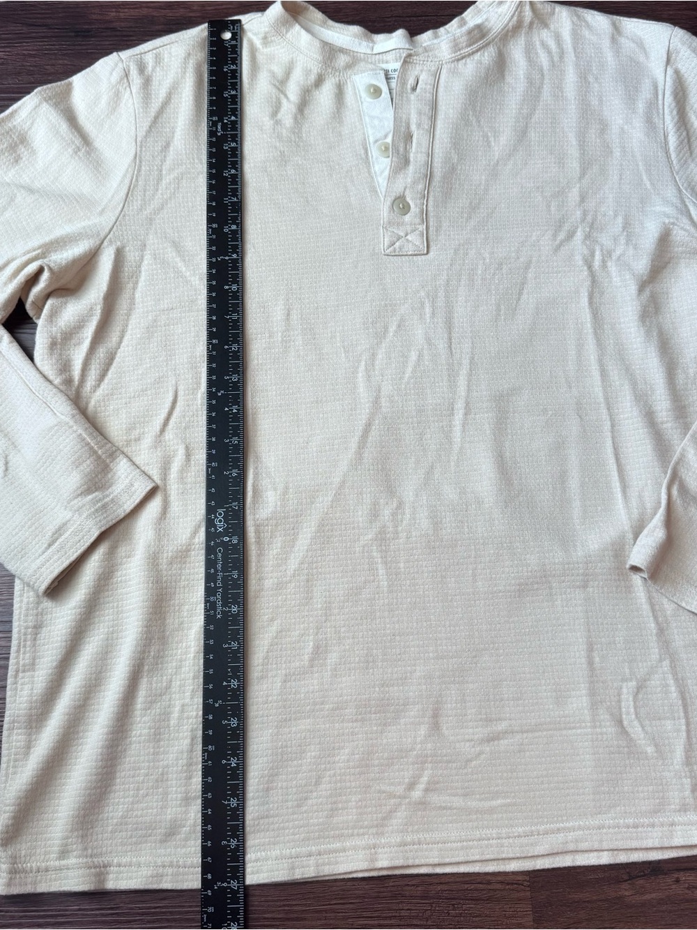 REI Co-Op Shirt Men’s Campwell Henley Waffle Size Large Beige Long Sleeve Tee - Picture 4 of 8